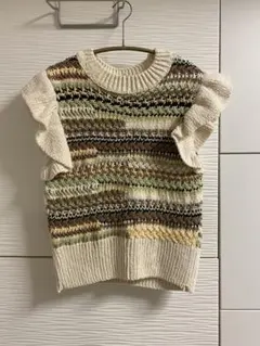 ZARA マルチカラー ニット ノースリーブ M