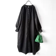 美品 アーバンリサーチドアーズ リネンギャザーワンピース ロング ボリューム袖