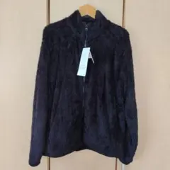 未使用品 ファーリーフリースジャケット フルジップ ブラック LL