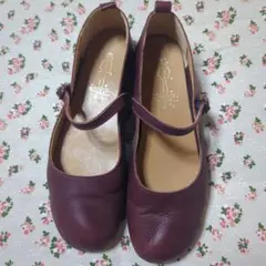 ストラップパンプス　バレエシューズ　あしながおじさん　ワイン　パープル