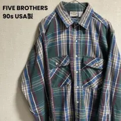 90s USA製 FIVE BROTHER ヘビー ネルシャツ