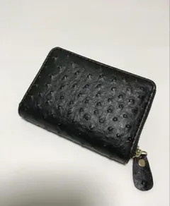 オーストリッチ型押しコインケース(ブラック)