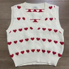 FREAK'S STORE ハート柄 ニットベスト Fサイズ