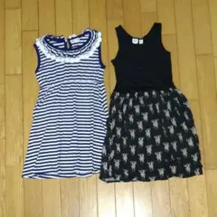ガールズ　ノースリーブ　ワンピース　2点セット　130 140 夏物