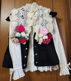 花モチーフ付きフリルマフラー♡ポテチーノさえらベルパーチ