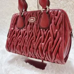 COACH マディソン キルティング 2wayハンドバッグ赤レザー ショルダー