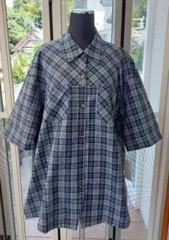 チェック柄オーバーサイズ半袖シャツ