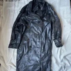 黒レザーコート ダブルブレスト　古y2k