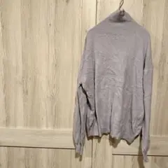 ニット ライトグレー タートルネック 【38】 トップス 古着 冬服
