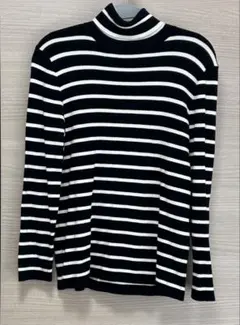 一度着用のみ　ボーダー　タートルネック　ブラック　ホワイト　Lサイズ