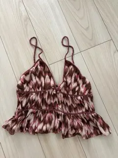 H&M キャミソール ペイズリー柄 ブラウン ピンクのサムネイル