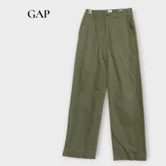 ギャップ GAP ワイドパンツ チノ ストレート コットン オリーブ XS-Sのサムネイル