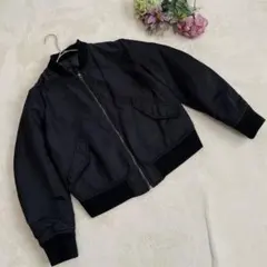 ユニクロ⭐️ MA-1ブルゾン ショートジャンバー ブラック L