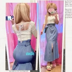 総柄ジャガードニット スリット入りマーメイドスカート お姉ギャル コーデセットのサムネイル
