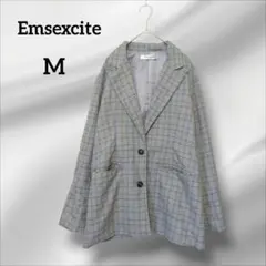 エムズエキサイト　テーラードジャケット　チェック　グレー　M
