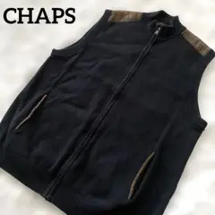 古着 《CHAPS 》ジップアップ ニットベスト ネイビー L