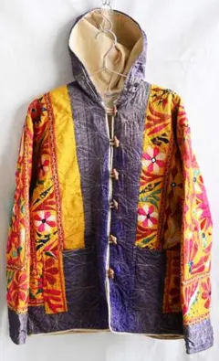 セール/70s/インド グジャラート州 カッチ刺繍フードジャケット ミラーワークのサムネイル