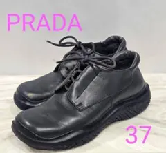 【希少アーカイブ】PRADA SPORTスクエアトゥ レザー スニーカー37