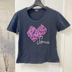 【美品】ソニアリキエル 半袖Tシャツ ハート レオパード 黒 38 M相当のサムネイル