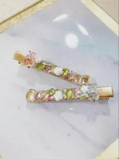 くまグミ風 ビジューヘアクリップ2個セット