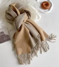 極上柔らか上質カシミヤ100％★暖かリバーシブルカシミヤ大判マフラー♪276MK