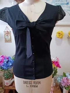 値下げ！新品⭐base e nuovo バーゼエヌオボ リボントップス ⭐黒/L