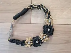 パラコード　ストラップ　黒×金　ハンドメイド