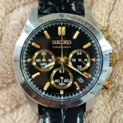 SEIKO SBTR015 8T63-00D0 クロノグラフ ブラック ゴールド