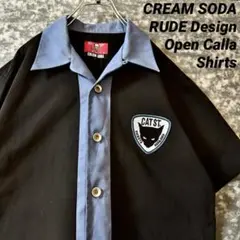 美品】CREAM SODA L 半袖ボウリングシャツ スカル刺繍 ロカビリー