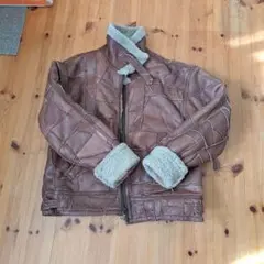 ブラウンレザー ファー裏地 ジャケット