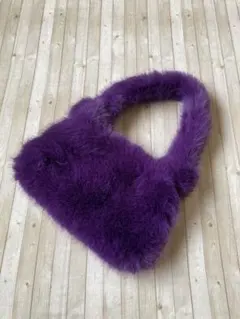 美品　紫のファー　ワンショルダーバッグ