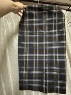 チェック柄タイトスカート ネイビー