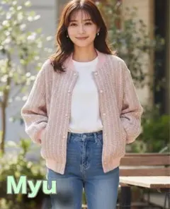 Myu ツイード　ノーカラーブルゾン　完売品　ピンク　フリーサイズ　極美品❣️のサムネイル