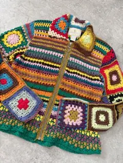 vintage crochet カーディガン　クロシェ編み