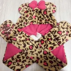【美品】ヒョウ柄ミニーちゃんマフラーキャップ‪‪❤︎‬