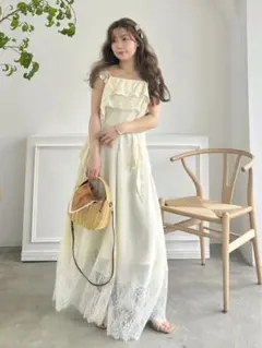 新品タグ付き♡ミストレアス♡バルーンスリーブキャミドレス♡イエロー