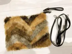 2way ファーバック　クラッチバック　ショルダーバッグ