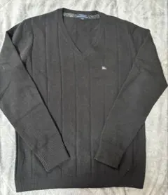 【大きめ】バーバリー　メンズニット　セーター　LLサイズ　毛100% ブラック