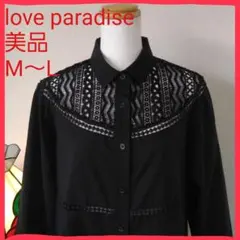LOVE PARADISE♥️ラブパラダイス レースシャツ ブラウス M～L 黒
