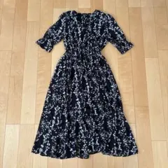 花柄ウエストゴムマキシドレス