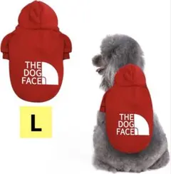 ドッグウェア　L 犬服　パーカー　赤　レッド　コート 冬服 フード付き　お散歩