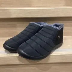 ファー付きスリッポンムートンブーツ ブラック26cm黒