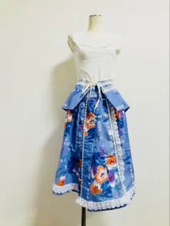 浴衣リメイク・薄紫色・スカート・フリルレース付き・新品