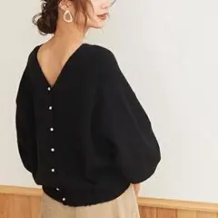 titivate 2wayパールボタンカーディガンF　ネイビー　ニット◆A967