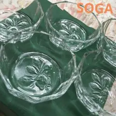 曽我ガラス ガラスの器５個　ばら模様　 小鉢セット 昭和 レトロ アンティークのサムネイル