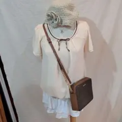 C.D.S BASIC ブラウス M リボン付き クリーム ガーリー 森ガールのサムネイル