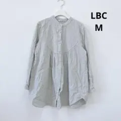 エルビーシー LBC ストライプ柄 チュニックシャツ バンドカラー 長袖 Mのサムネイル