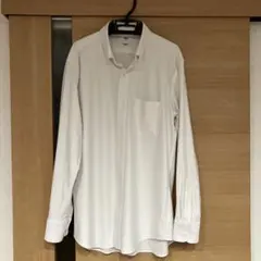 UNIQLO スーパーノンアイロンジャージースリムシャツ ボタンダウン ホワイト