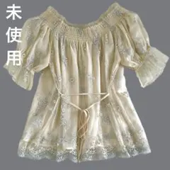未使用　NICECLAUP フラワー刺繍２wayブラウス オフショルダー レース