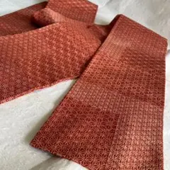 半幅帯 麻の葉模様 朱色